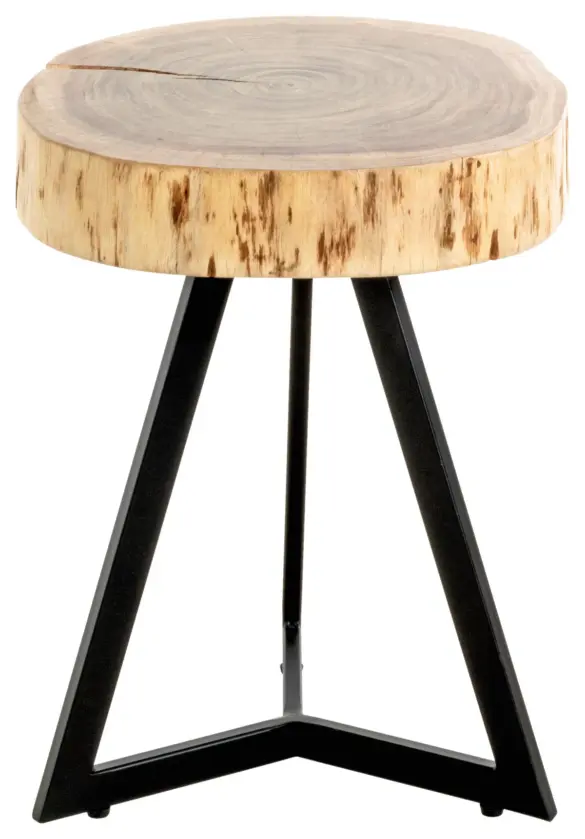BEISTELLTISCH 35/35/43 cm Akazie massiv Schwarz, Akaziefarben rund
