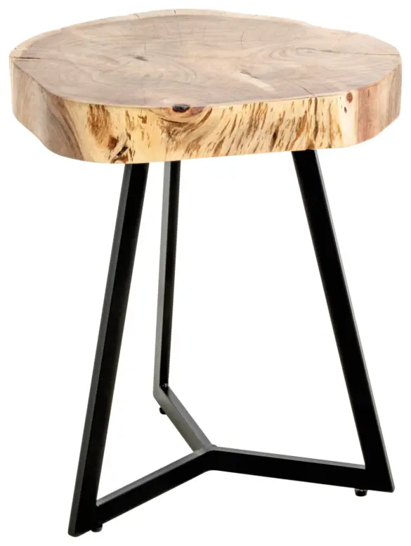 BEISTELLTISCH 50/50/45 cm Akazie massiv Schwarz, Akaziefarben rund
