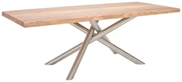 LANDSCAPE ESSTISCH in Holz, Metall 220/100/76 cm Akaziefarben, Edelstahlfarben