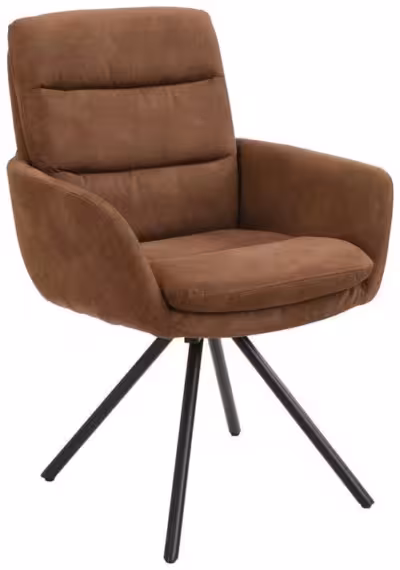 ARMLEHNSTUHL in Eisen Webstoff Cognac von CANTUS