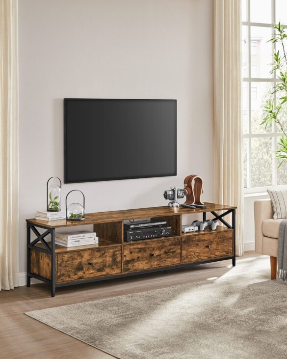 Lowboard TV-Schrank 3 Schubladen, Breite 147/178cm, Stahlgestell von VASAGLE
