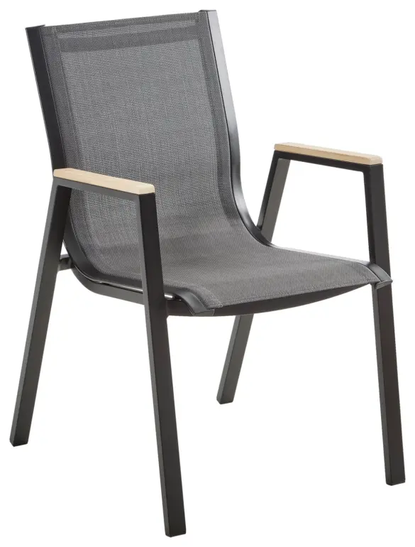 STAPELSESSEL Eukalyptusholz Aluminium Anthrazit, Naturfarben, Schwarz von AMBIA GARDEN