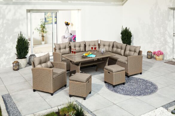 KONIFERA Gartenlounge-Set KEROS Premium Beige meliert