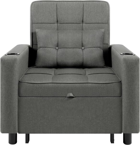 WOLTU Schlafsofa 1 Teile, 3-in-1-Klappsessel, Verstellbare Rückenlehne, Leinenbezug