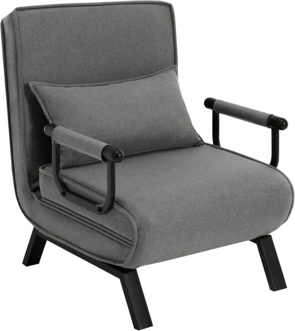 WOLTU Schlafsofa 1 Teile, Schlafsessel 3 in 1, mit Bettfunktion, Sofabett Gästebett Dunkelgrau