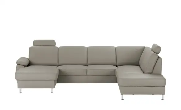 Wohnlandschaft mit Sitz- und Rückenbezug aus Leder KATHI Grau von MEINSOFA