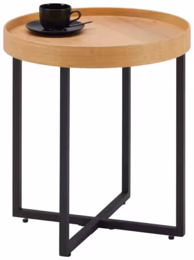 BEISTELLTISCH 50/50/55 cm Eiche furniert Schwarz, Eichefarben rund von HOM'IN