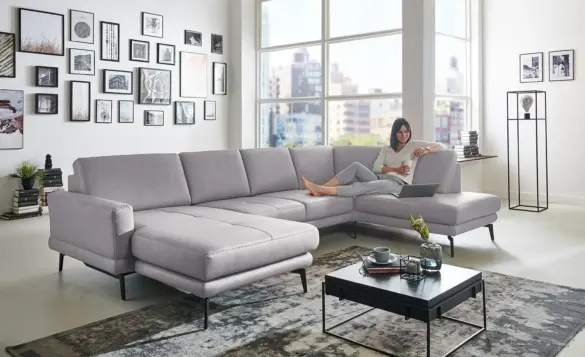 Wohnlandschaft aus Mikrofaser MIKE Grau von MEINSOFA