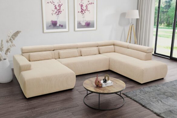 DOMO COLLECTION Wohnlandschaft BRANDON, Cord, creme