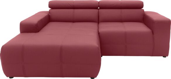 DOMO COLLECTION Ecksofa BRANDON, inkl. Kopfteilverstellung, B/T/H: 214/100/80 cm, L-Form Leder Rot