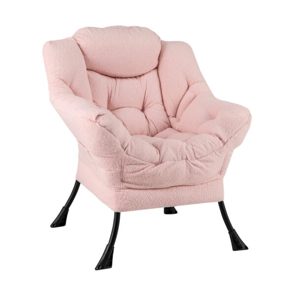 COSTWAY Relaxsessel (1-St), Ohrensessel gepolstert, 150kg belastbar Rosa